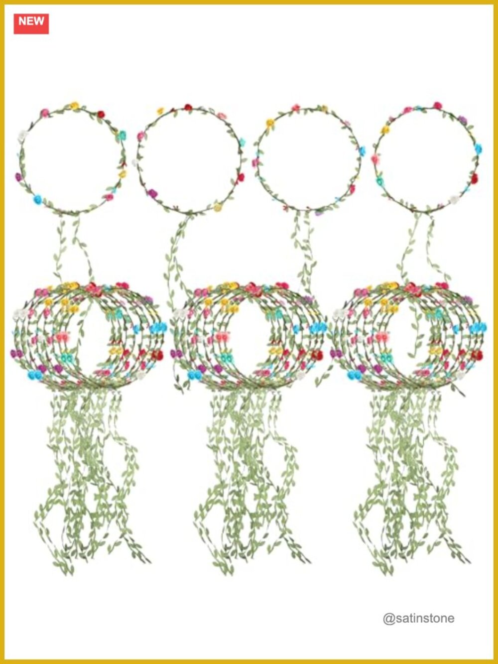 28pc Artificial Flower Crown Headband Set Plastic Floral Garland Wreath Women